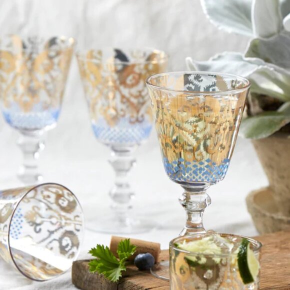 Patina Vie Golden Ikat 18K Gold Wine Goblet - Picture 3 of 8